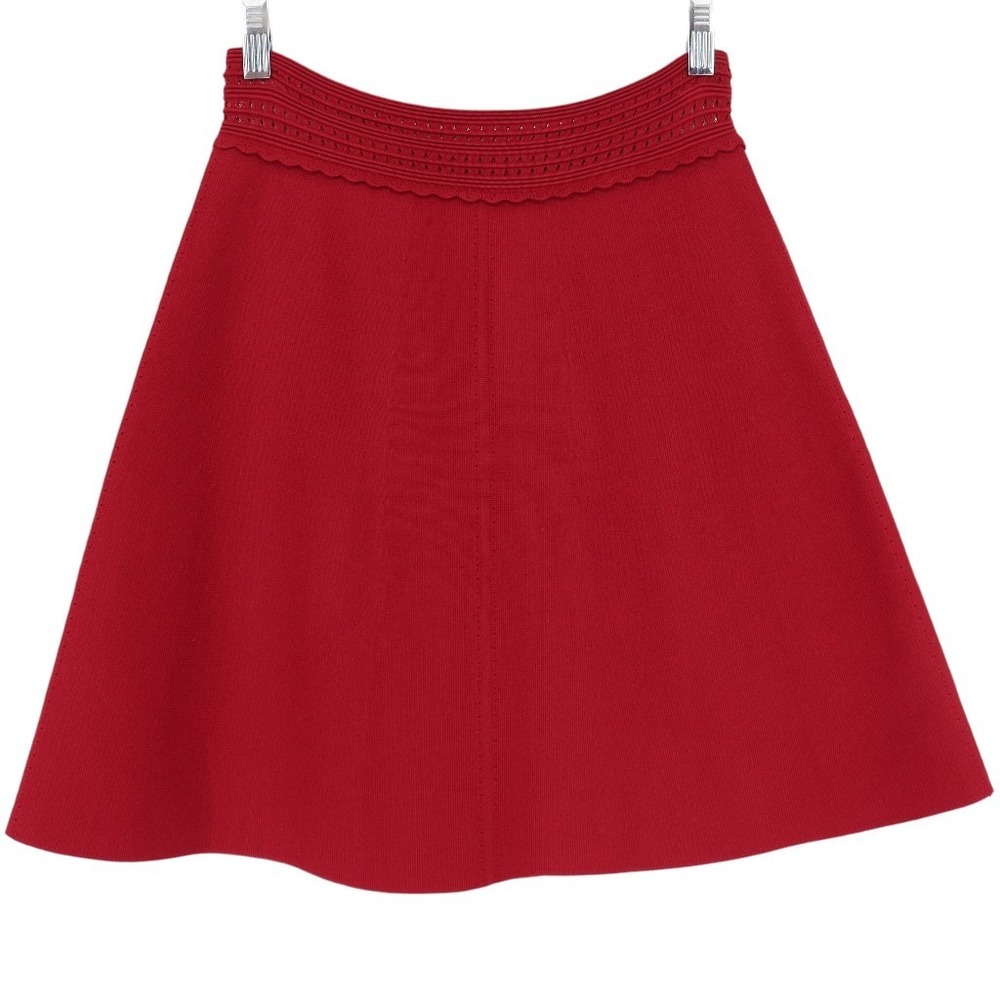 Sandro Paris Womens Pointelle-Trimmed Knitted Mini Skirt Size 2 Red J2495E-3070